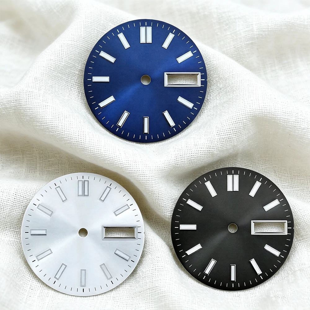 28.5mm Watch Dial For NH36 4R 7S Movement 3/3.8/4.2 Crown Dual-Week Date Window 3 O'clock Green Lume Mod Replacement Parts