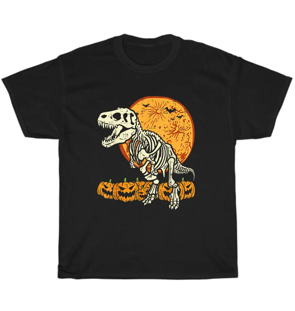 

Skeleton Dinosaur Dino Pumpkins Moon Boys Halloween T-Shirt Unisex Funny Gift