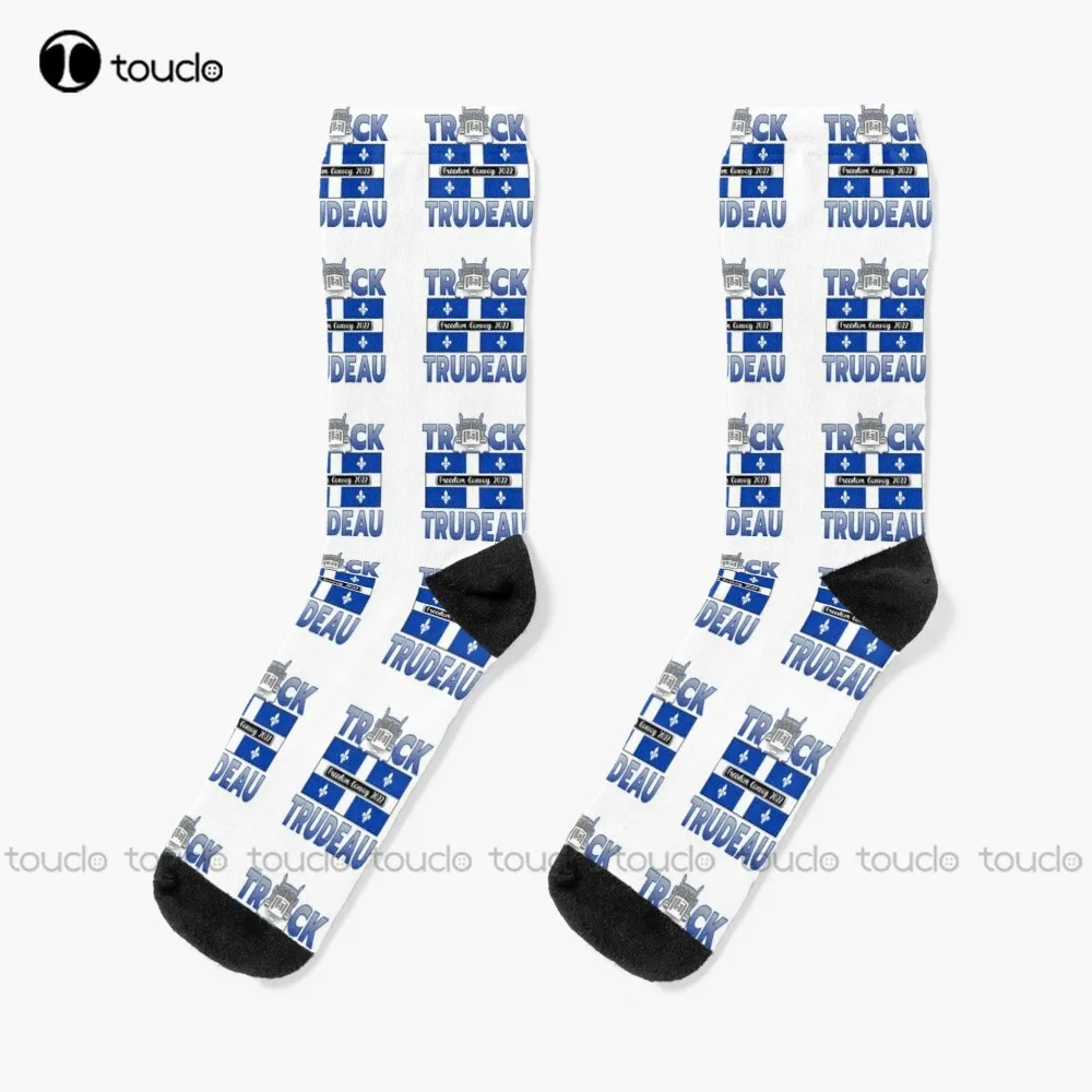 F-Ck Trudeau Quebec Flag Truck Trudeau Freedom Convoy 2022 Socks Sock 360° Digital Print Comfortable Best Girls Sports Funny