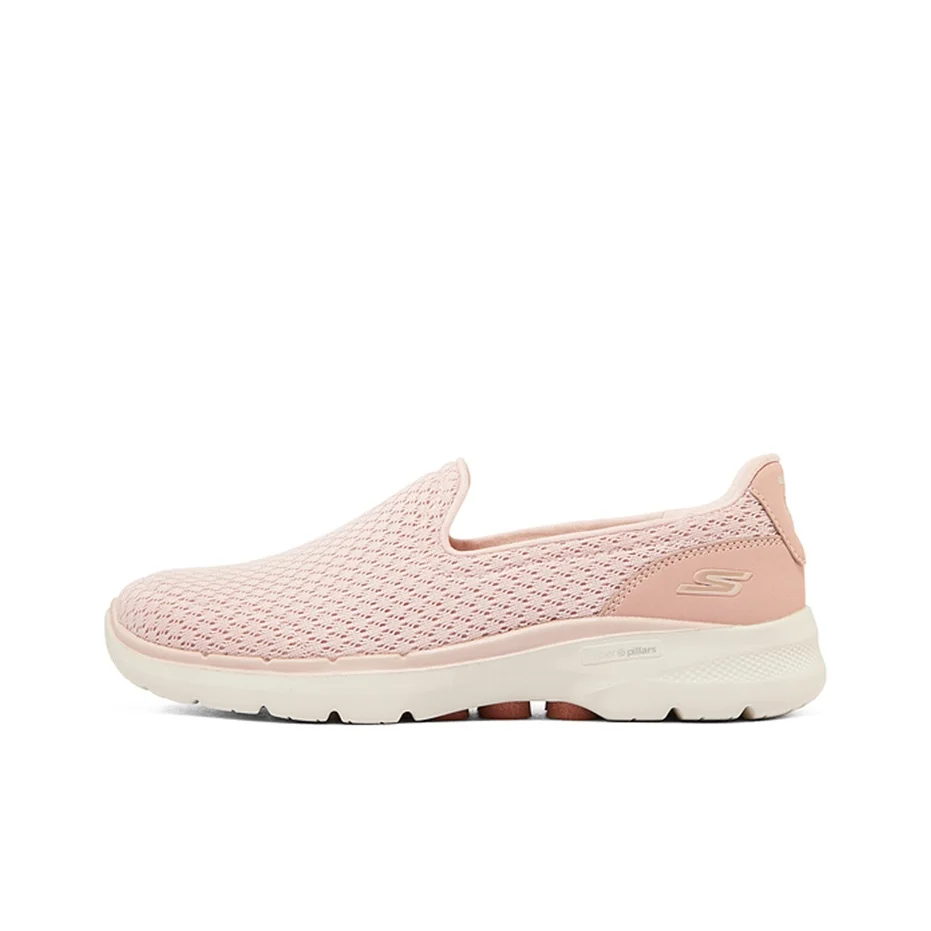 Skechers Go Walk 6 Textile, Synthetic Leather Cushioning, Wear Resistant Low top Casual Shoes Women's Pink 124523-ROS