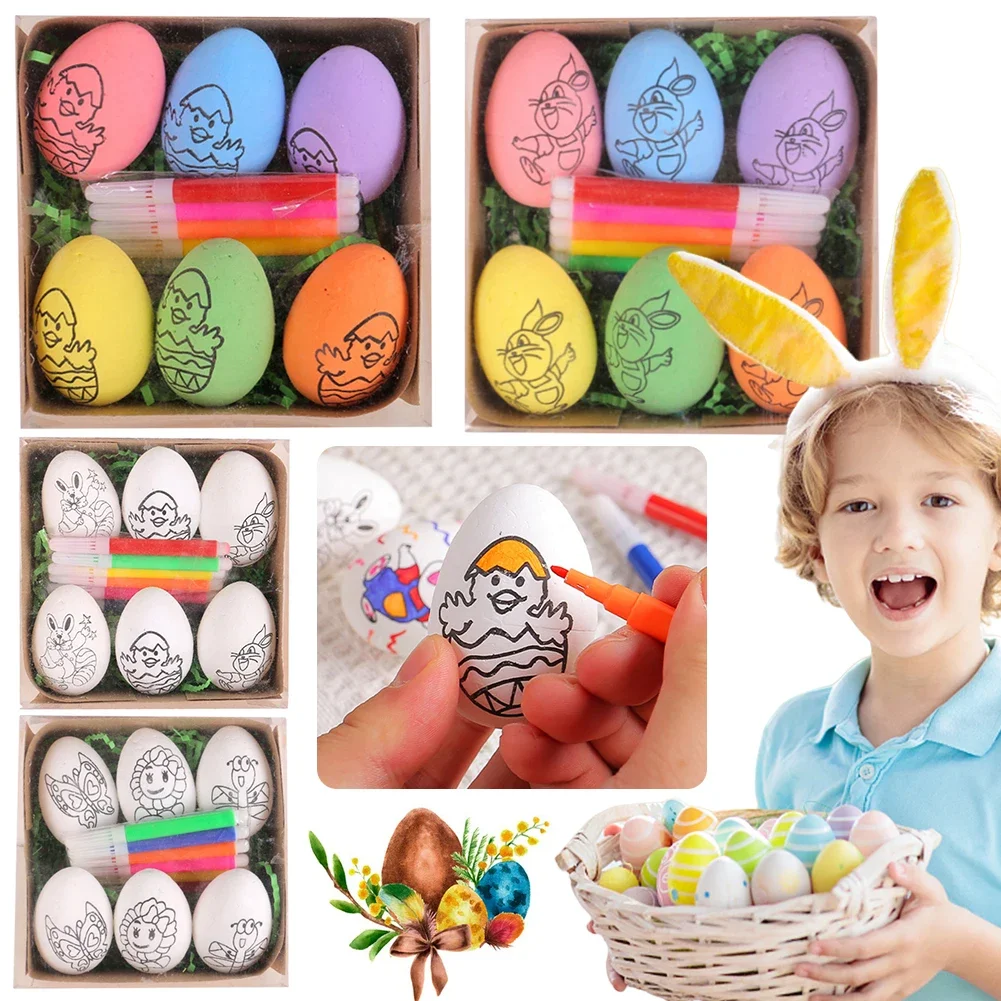 DIY Painting Easter Eggs with Paint Pen DIY Doodle Kit Easter Egg Coloring Craft Kit for Easter