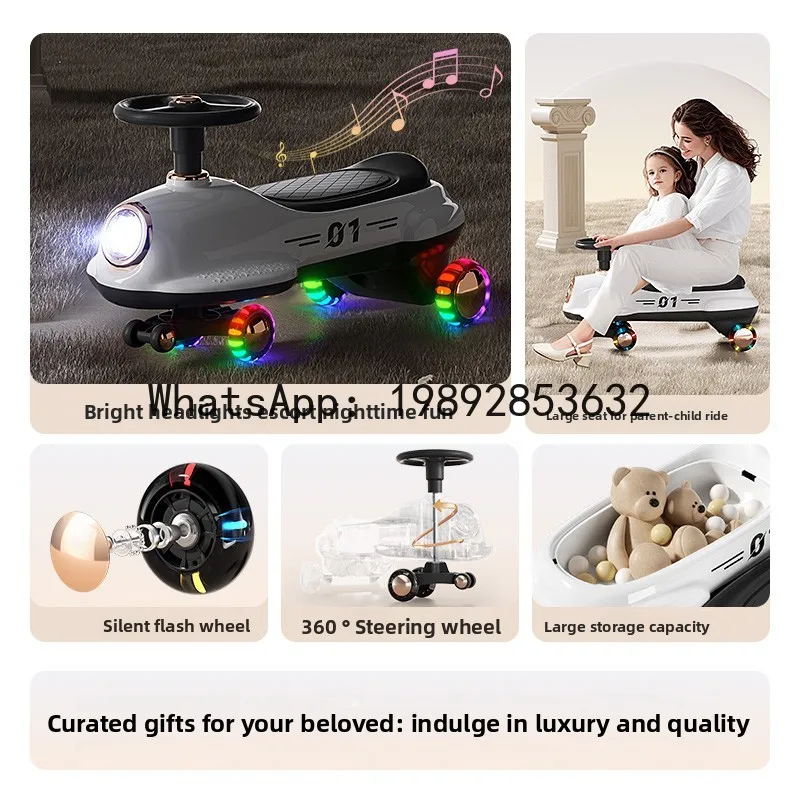 Twist Car Children's Anti-Rollover Scooter New Model Adult Version Can Seat Two People Can Ride and Slide