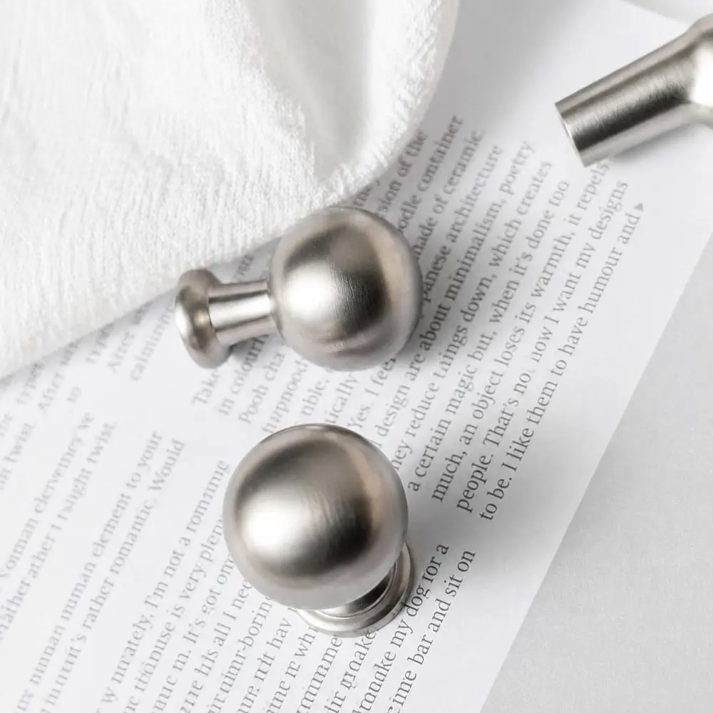 Zinc Alloy Cabinet Door Handles Silver Tone Matte Brushed Finish Cabinet Knobs Modern Minimalist Style Single and Dual Hole