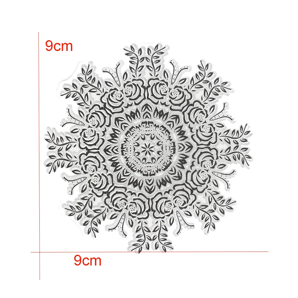 9cm ROSE  Mandala Polymer Clay Texture Sheets Stamp Pottery Transfer Emboss Mat Press Print Modeling Impress for Ceramic Earring