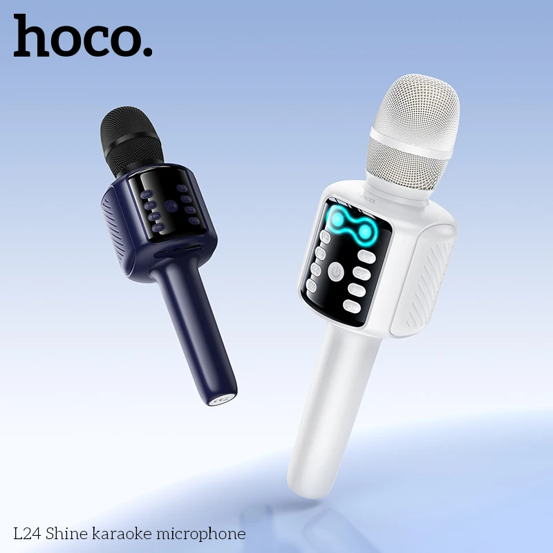 

HOCO L24 Bluetooth 5.0 Karaoke Microphone Built-in 52mm Spearker Unit 5W Power Support USB Flash Drive TF card AUX Playback