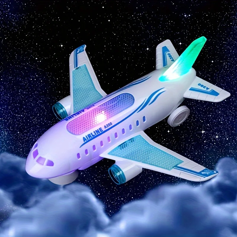 Kids Light Music Simulation Passenger Plane Toy Electric Airplane Model with Lights Sound and Music for Boys Birthday Gift