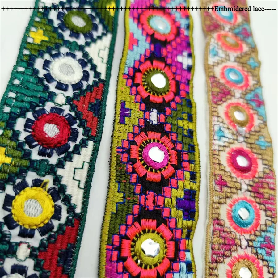 4cm Wide Embroidered lace Fabric Lace Trim Embroidery Sequins Lace Sewing For Clothing Accessories