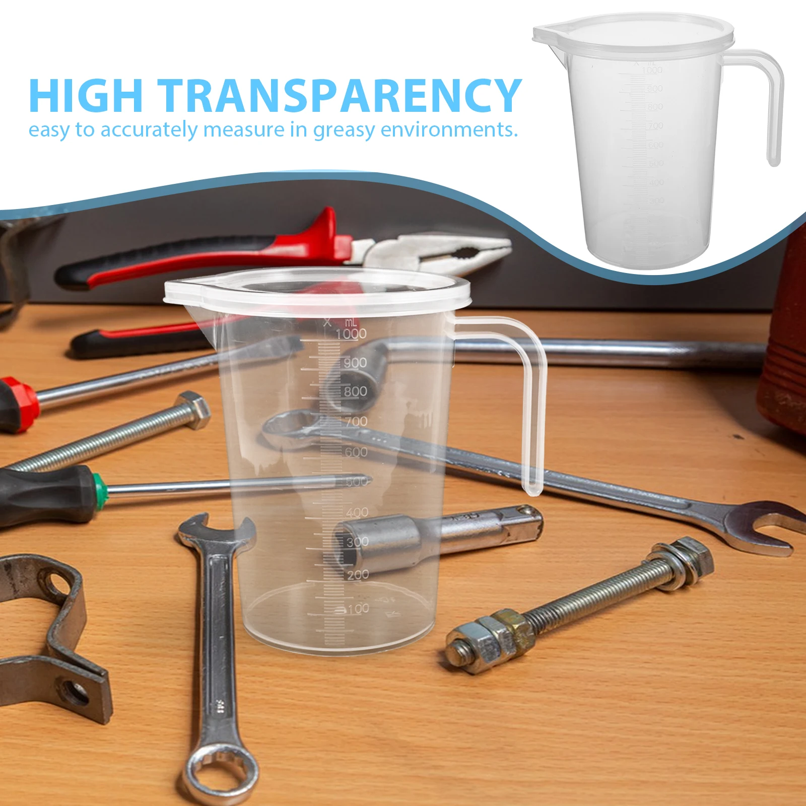 

1pcs 1000ml Plastic Liquid Measuring Cup Jug Pour Spout With Lid Transparent Measuring Jug Oil Dispenser Measuring Tool