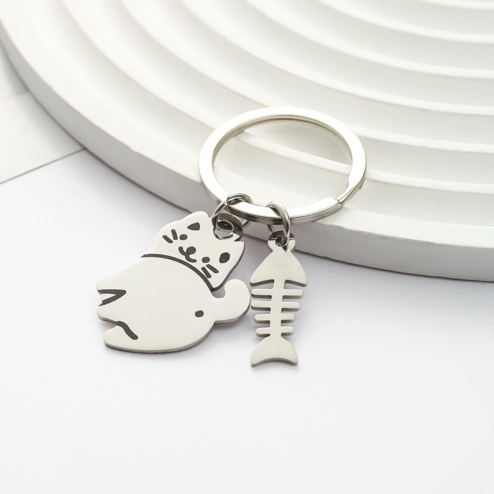 1Pcs Stainless Steel Keychain Cartoon Dog Paw Silver Color Fashion Keychain for Car Keys Pendant For Women Man Jewelry Gifts