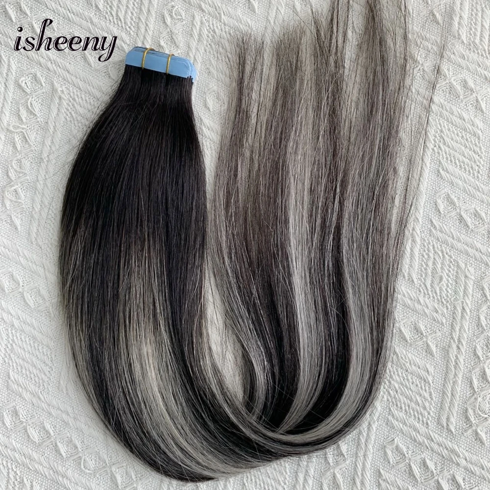 شريط Isheeny Balayage في وصلات شعر بشري 12 بوصة - 24 بوصة 20 قطعة/الحزمة شعر طبيعي حقيقي مستقيم بدون خياطة على الغراء #4
