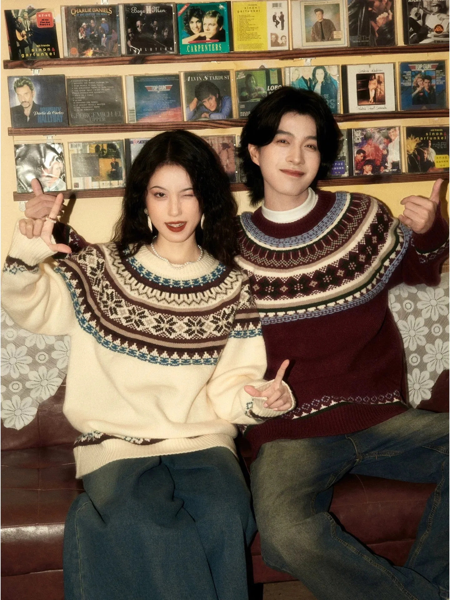 

Американский ретро-свитер Fair Isle с круглым вырезом, свободного кроя, для мужчин и женщин, с эффектом высококачественного материала, с бахромой и цветочным узором