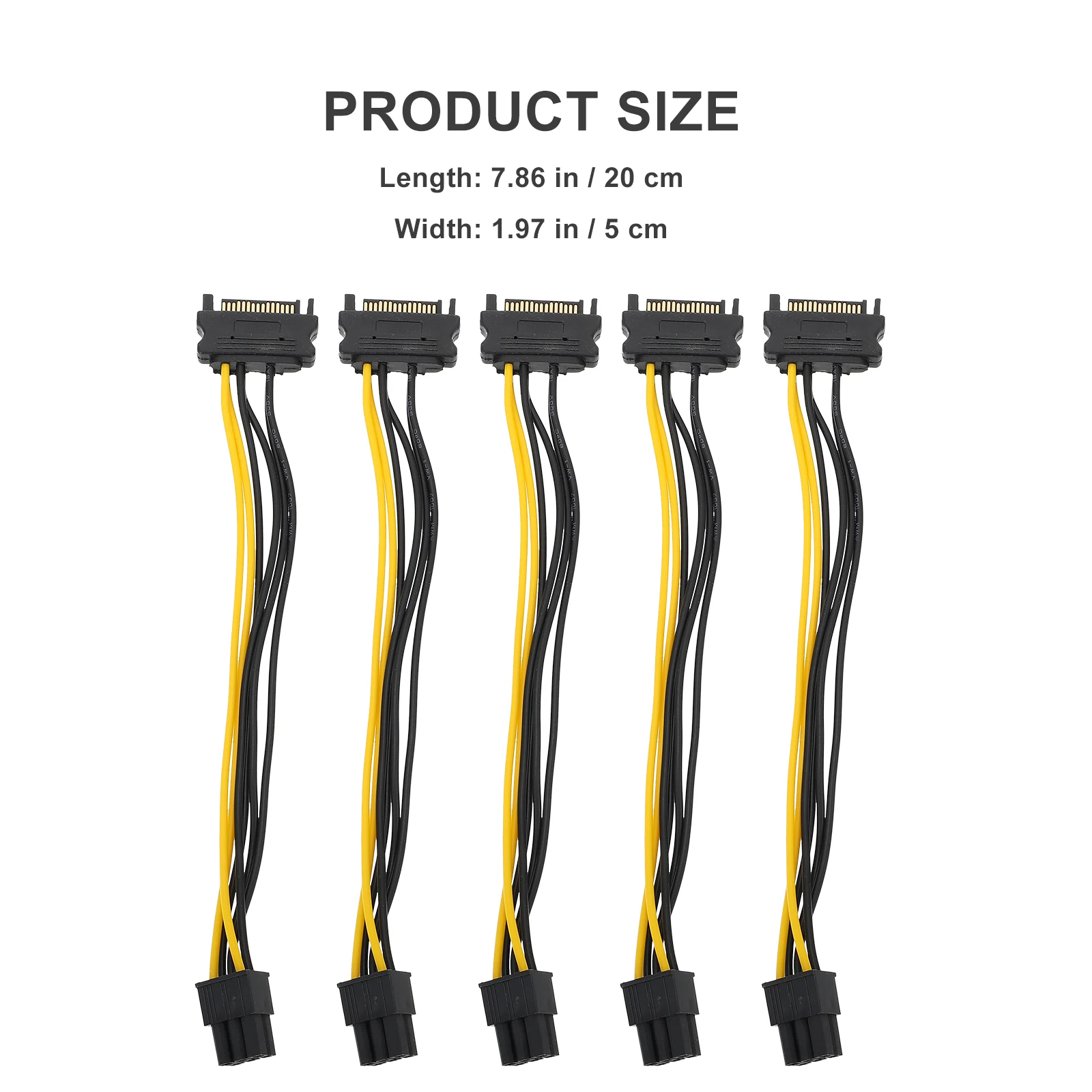 

5 pcs Graphics Card Power Cable High Power 15Pin to 6Pin Converter Plug Play GPU Extension Cord Fits PCI E