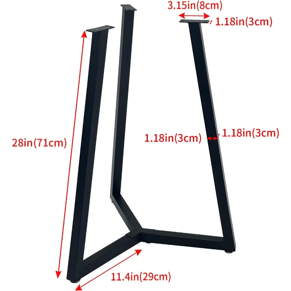 Patas de mesa redondas de metal de hierro negro de 28 pulgadas para mesas de centro, patas de muebles de comedor con base resistente