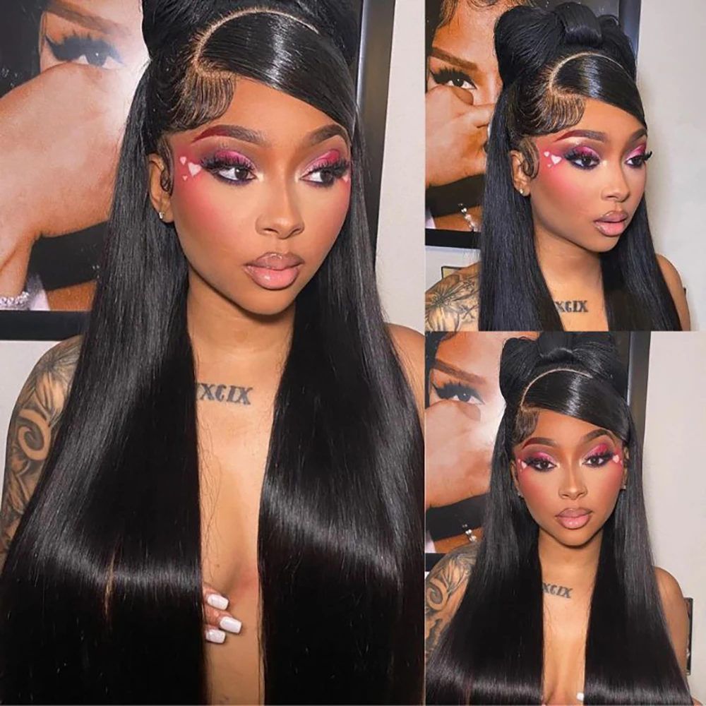 30 Inch 13x6 Lace Front Wigs Human Hair 200 Density Straight HD Lace Front Wigs Pre Plucked Straight Glueless Human Hair Natural
