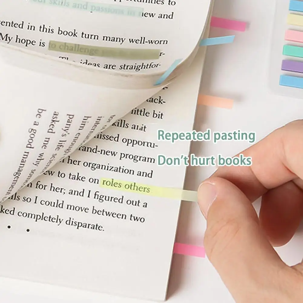 300 Sheets Color Ultra Fine Memo Transparent Fluorescent Note Highlight Sticker Aid Flags Highlighter Reading Sticky K1v3