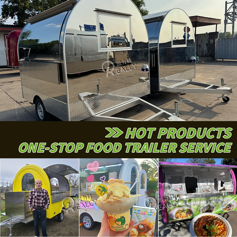 Anpassung aus Edelstahl, maßgeschneiderter Food Truck-Anhänger, mobiler Snackbar, Zelt, Wohnwagen, Street Food Cart