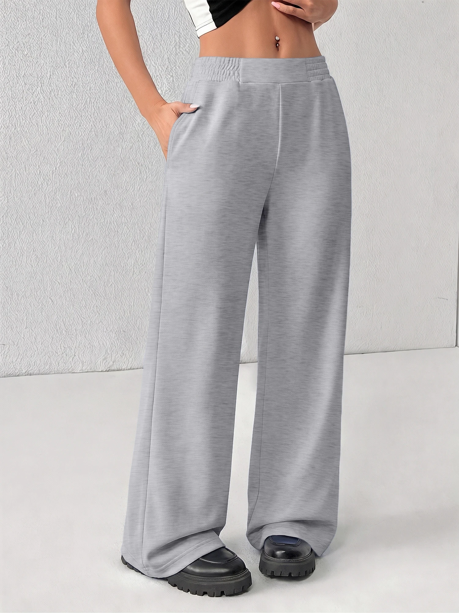 Vacation‑Style Full‑Length Sweat Pants, Side Pockets for Indoor Lounging & Neighborhood Outings