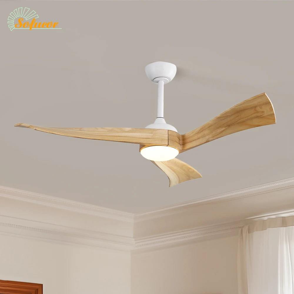 Sofucor 52 Inch 3 Blade New Design Ceiling Fan With LED DC 6-Speed High Wind Speed With Remote Control for rooms