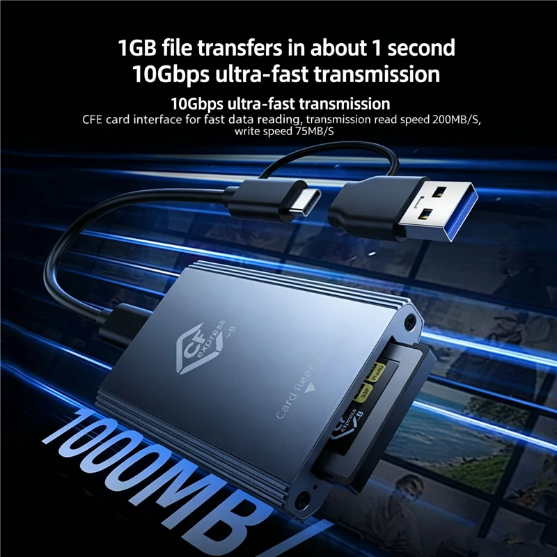 KEBIDUMEI CFE-B Reader 10Gbps CFexpress Type B Card Reader Adapter Plug and Play With USB C/A Cable for PC Android/Windows/Mac