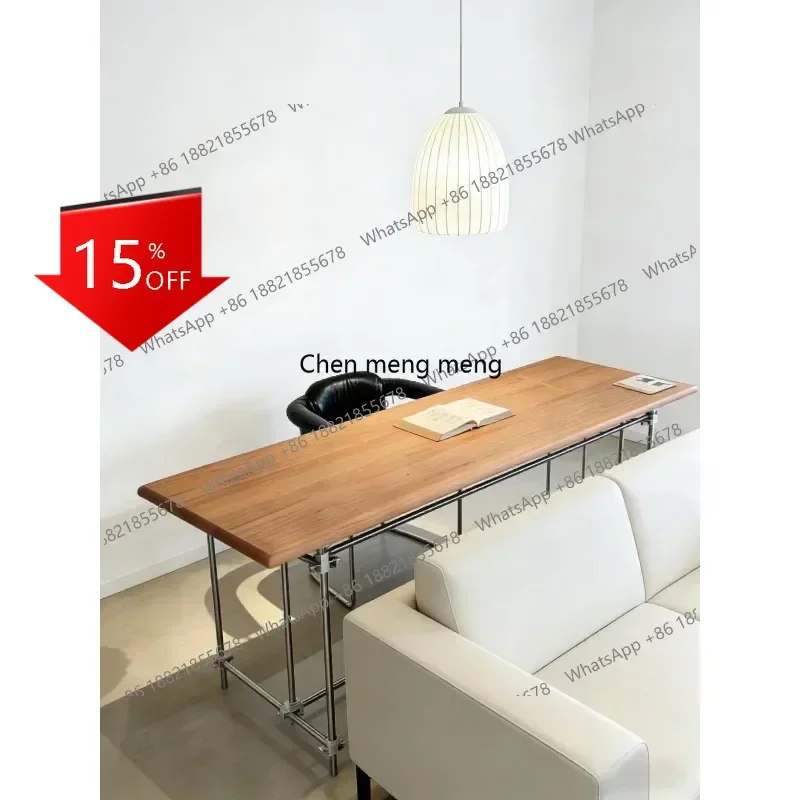 Asmt49sofa back long table, solid wood desk retro, desk