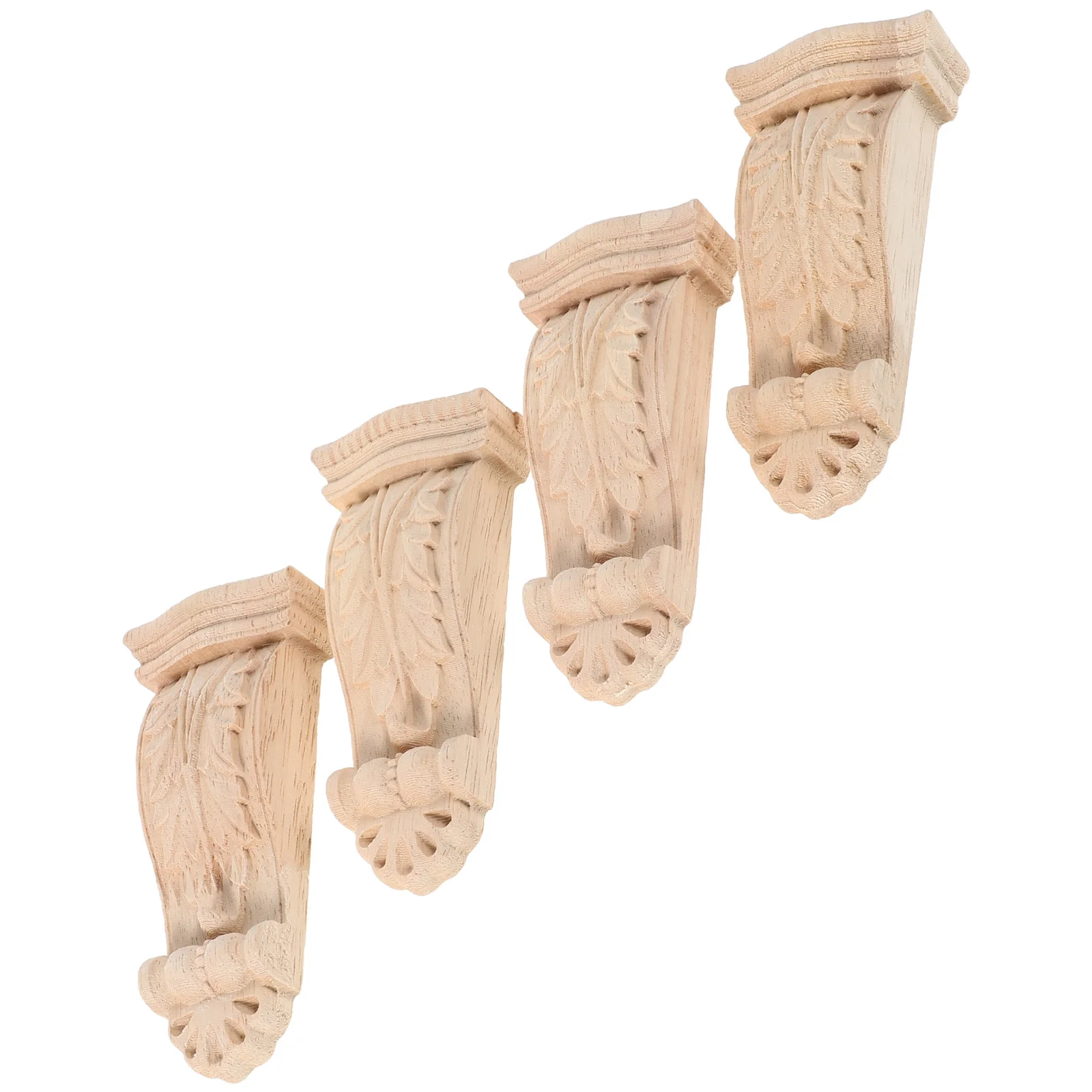 

4pcs Carved Roman Columns Solid Wood Wall Accents For Cabinet Furniture Decor Home Improvement Wooden Onlays Vintage Corbels