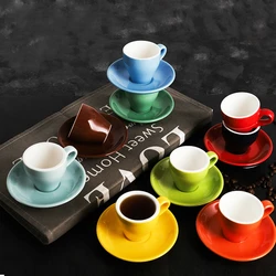 100ml Colors Macaron Espresso Cup And Saucer Set Health Ceramic Italian Coffee Mug Cafe Cappuccino Glass High Tea Cups Wholesale
