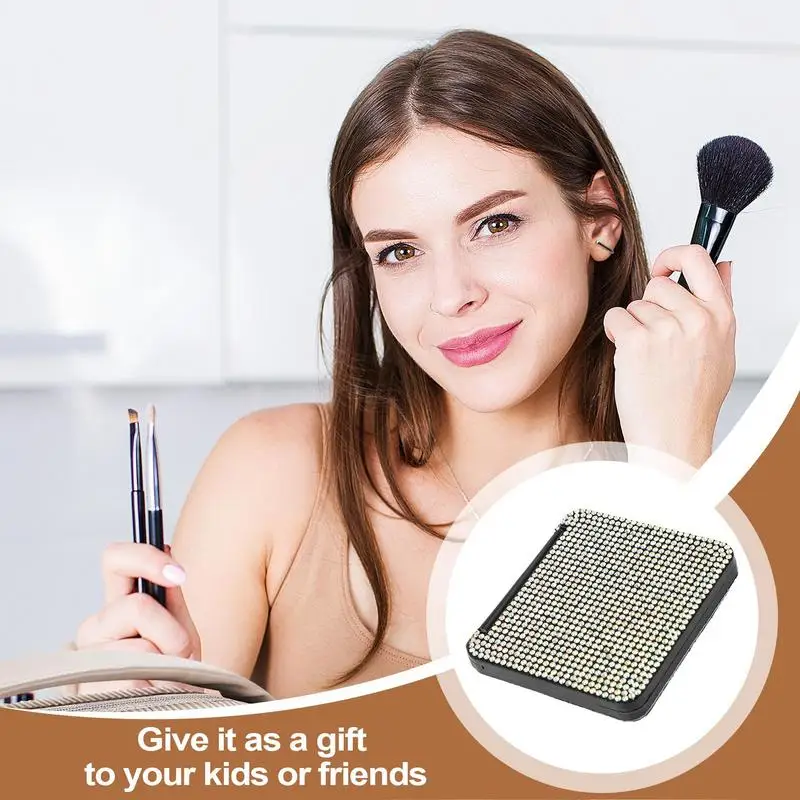 Składane lusterko do makijażu Ręczne lusterko do makijażu z kryształkami Małe kompaktowe lusterko Ręczne lusterko do torebki Lusterka kosmetyczne do makijażu