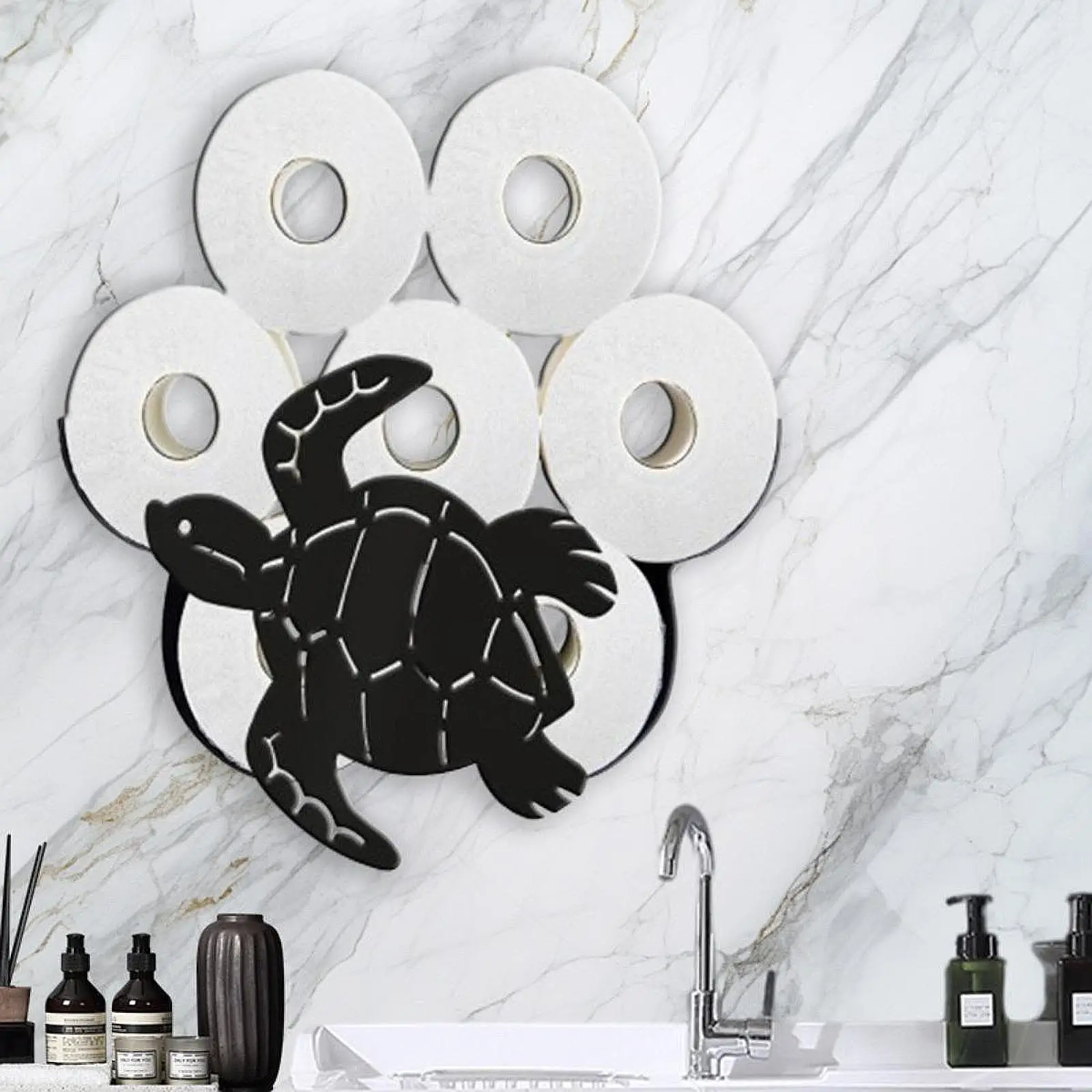 

Wall Mounted Toilet Paper Holder, Cute Sea Turtle Pattern, Bathroom Decor Tissue Paper Roll Storage for Home Kitchen