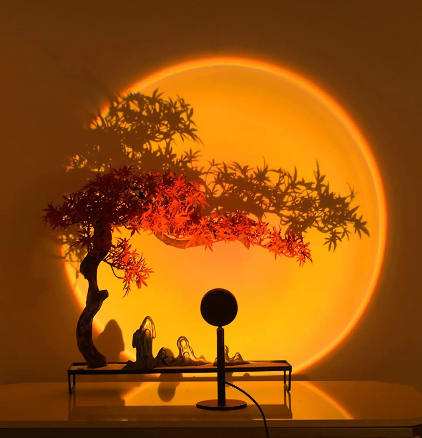 GY Sonnenuntergang-Lampenprojektor 4 Farben 180 Grad Rotation USB LED Nachtlicht für Fotografie Selfies Party-Dekoration und Ästhetische Raumambiente
