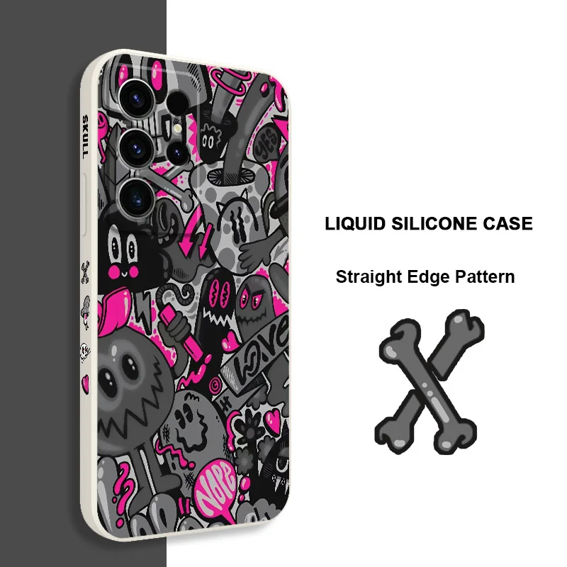 Rose Skull Phone Case For Samsung Galaxy S25 S24 S23 S22 S21 S20 S10 Ultra Plus FE Note 20 Ultra 10 Plus Cover