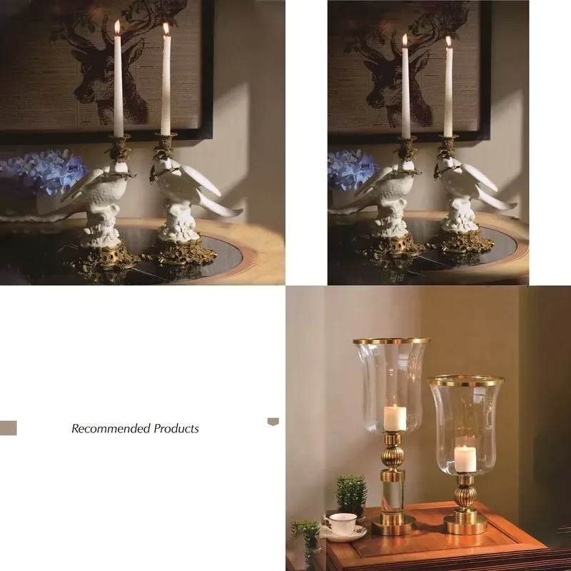 Home Decor 255*180*280 Brass + Ceramics White Bird with Branch Candle Holder