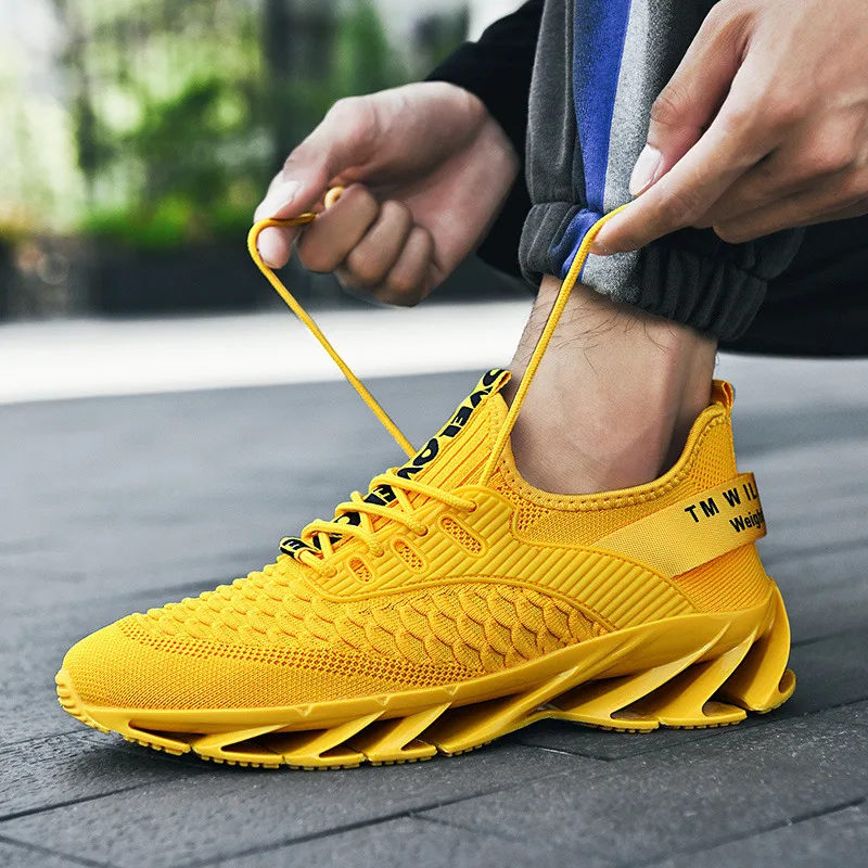 Hot Sale Fashion Yellow Casual Sneakers For Men Non-slip Breathable Man Running Shoes Platform Comfortable Men\'s Sports Shoes