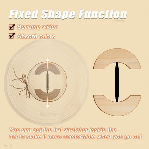 Imagen 2 del producto Repacego, ensanchador de sombrero de madera ajustable, mantenedor de forma de gorra, estante de sombrero Fedora Premium para almacenamiento, soportes para sombreros de béisbol de vaquero