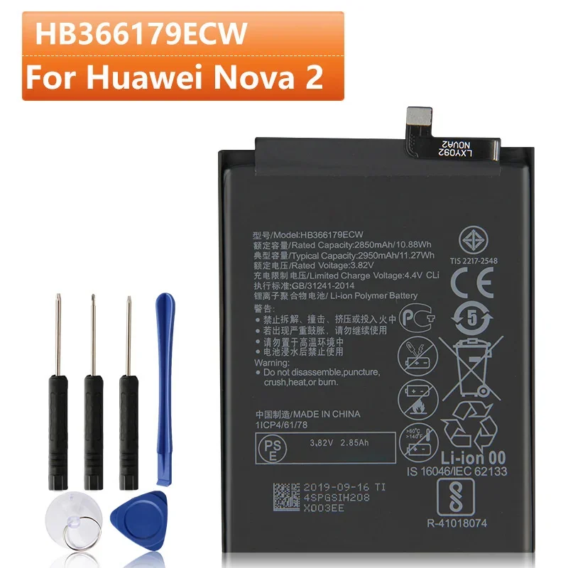 Replacement Phone Battery HB366179ECW For Huawei Nova 2 Nova2 CAZ-AL10 CAZ-TL00 2950mAh With Free Tool