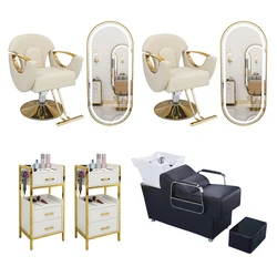 Luxury Furniture Package Gold Barber Chair Set Hairdressing Equipment Barber Furniture Package