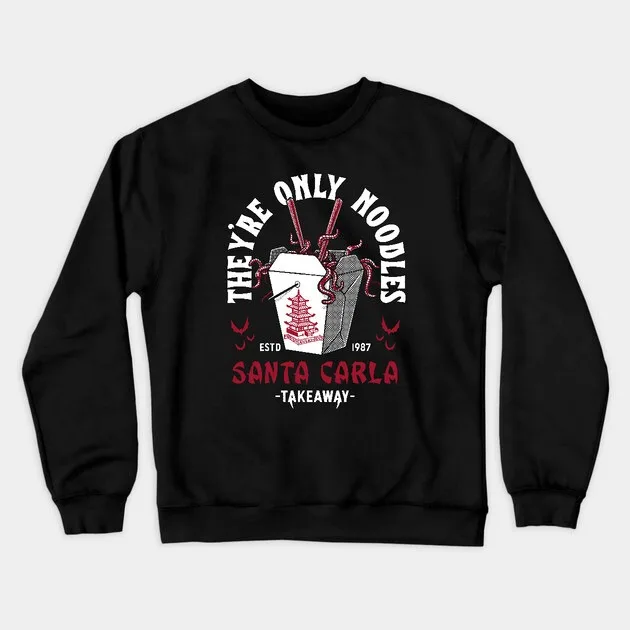 Estilo de otoño e invierno Comida - Cultura - Sudadera de humor, fideos "THEY'RE ONLY NOODLES" - Gráfico de caja para un look espirituoso de moda