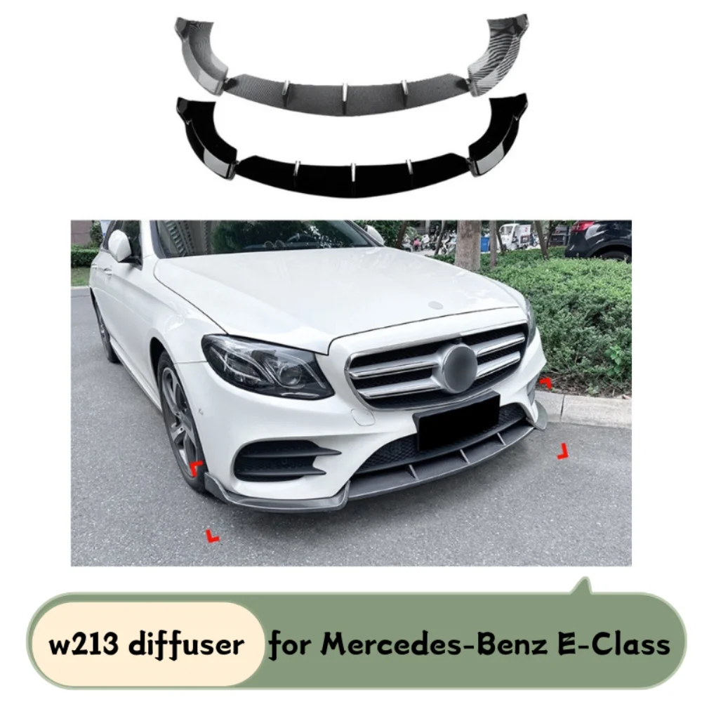Front Lip Spoiler for Mercedes E Class 2016-2020 E260 E300 E43 AMG Style Front Splitter Air Dam Body Kit W213 diffuser
