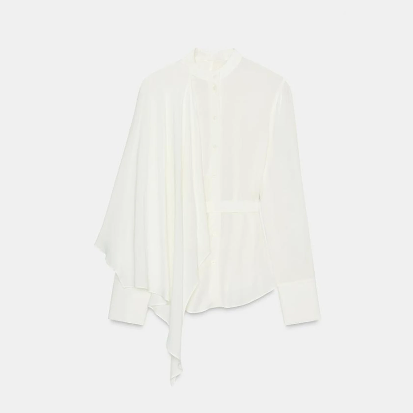 2025 Autumn New Sle Asymmetric Long Sve round Ne Women's Faion Personali irt Z Loose Fit Regular Thin