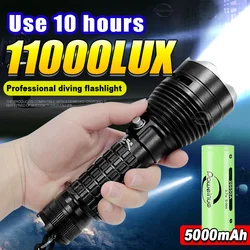 New High Power LED Diving Flashlight XHP70.2 Professional Underwater Lantern 18650 Battery IPX8 Waterproof Torch With Hand Rope