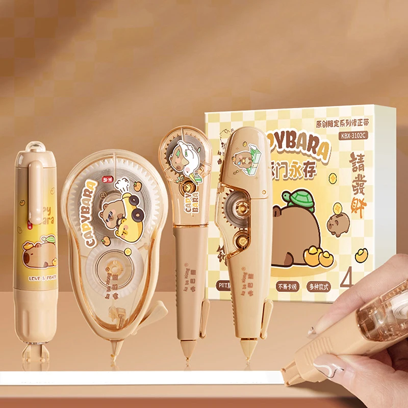 Kawaii Aesthetic Stationery Back To School Supplies Capybara Correction Tape Corrector School Accessories Equipment Cute Things