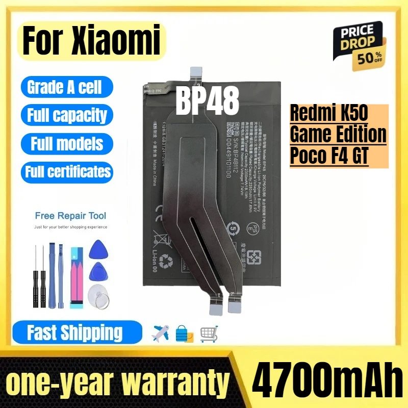

BP48 for Xiaomi Redmi K50 Game Edition/Poco F4 GT Phone Battery High Quality High Capacity Replacement Bateria with Tools