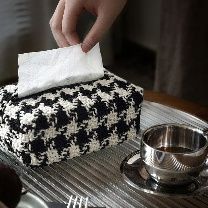 Household Paper Towel Rack,Tissue Box Cover,Desktop Fabric,Soft Rectangular Napkin Storage for Home Office and Tea Room,Creative