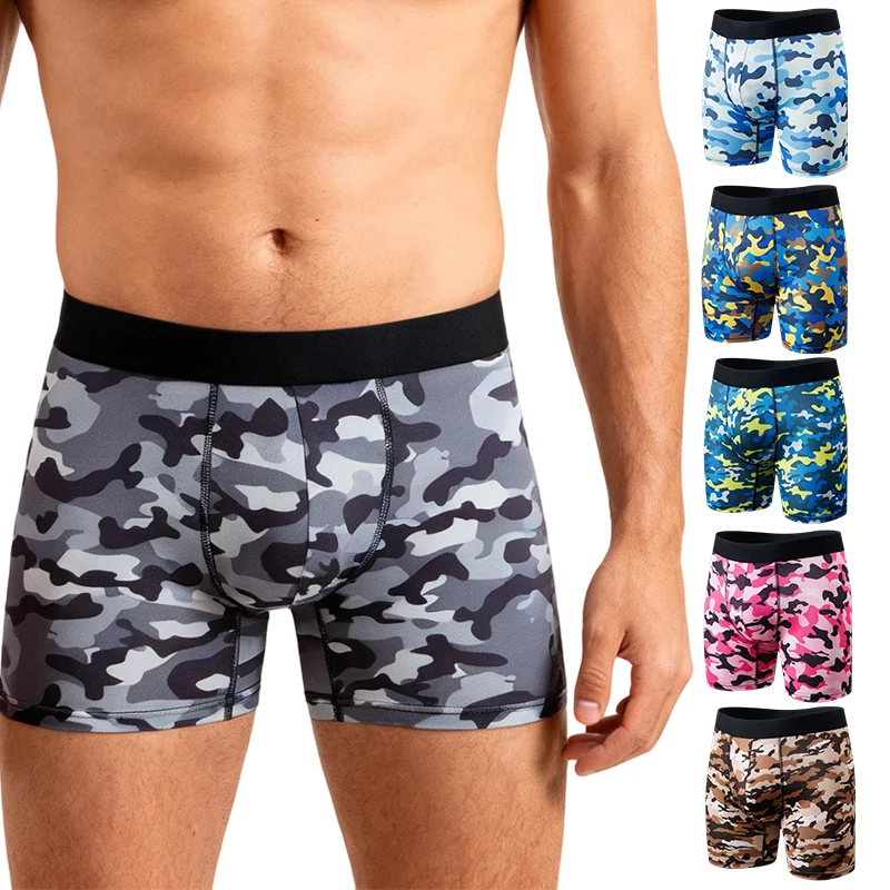 

6 шт., мужское нижнее белье, хлопковые шорты-боксеры, мужские трусы, дышащие трусы с камуфляжным принтом, брендовые боксеры Homme, комплект