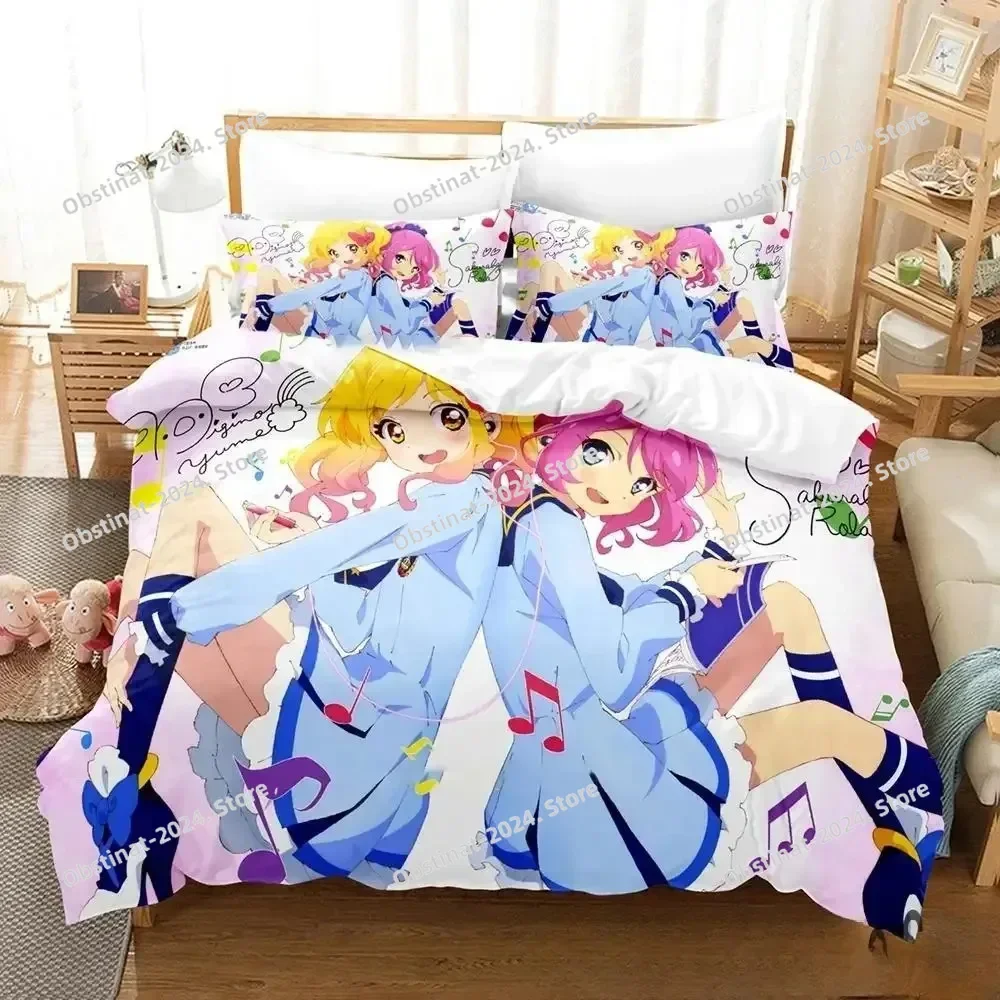 

3D Print Anime Aikatsu Bedding Set Printed Bed Set With Pillowcase Bed Duvet Cover Soft Single Double Queen Super King Size
