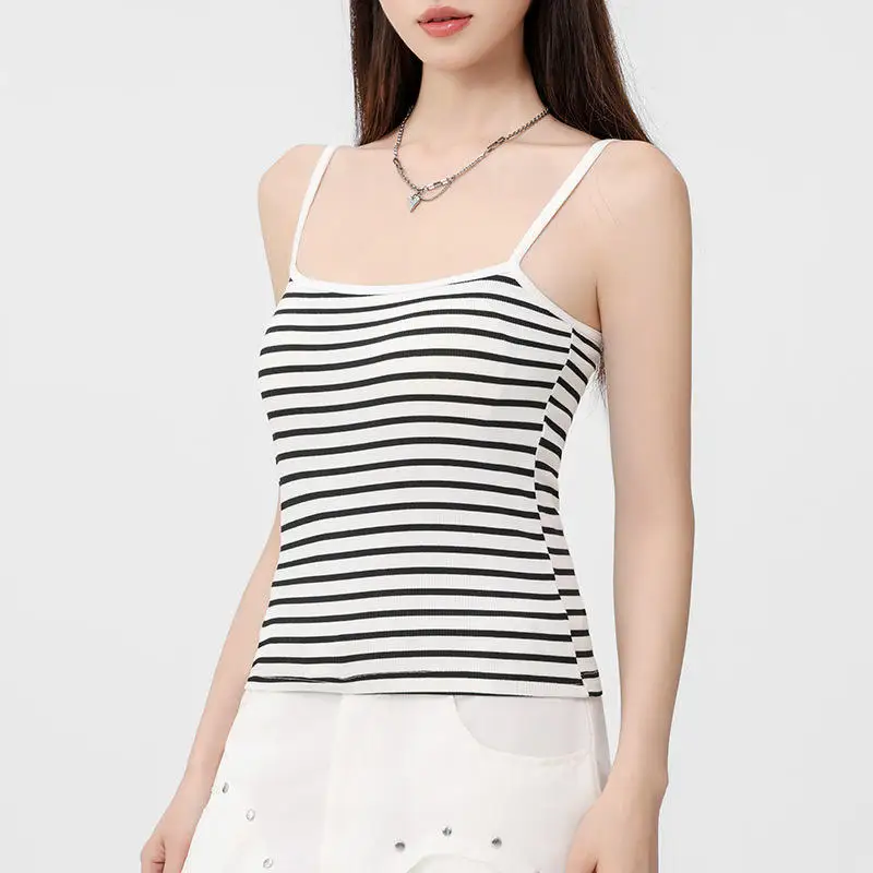 Bla ホワイトストライプワンピースストラップブラ女性用スベルベースレイヤーアウトゴーイングスモールベストファイオナブルインナーウェア