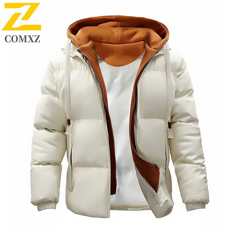 

COMXZ Мужская стеганая куртка Классический капюшон Утепленная теплая парка для альпинизма на открытом воздухе Повседневная легкая зимняя хлопковая куртка для кемпинга