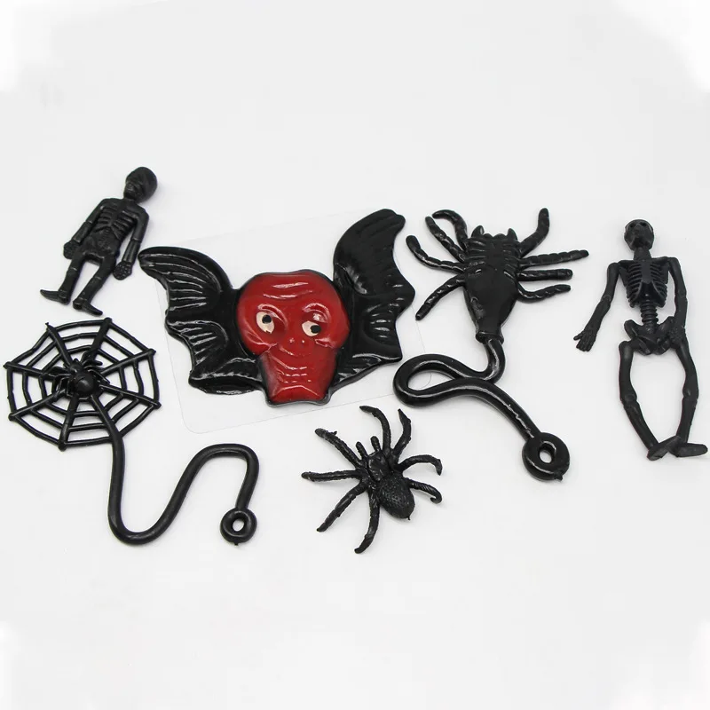 

10Pcs Halloween Skeleton Spider Prank Antistress Gadget Decoration Props Rubber Toy Gags Practical Jokes Toys