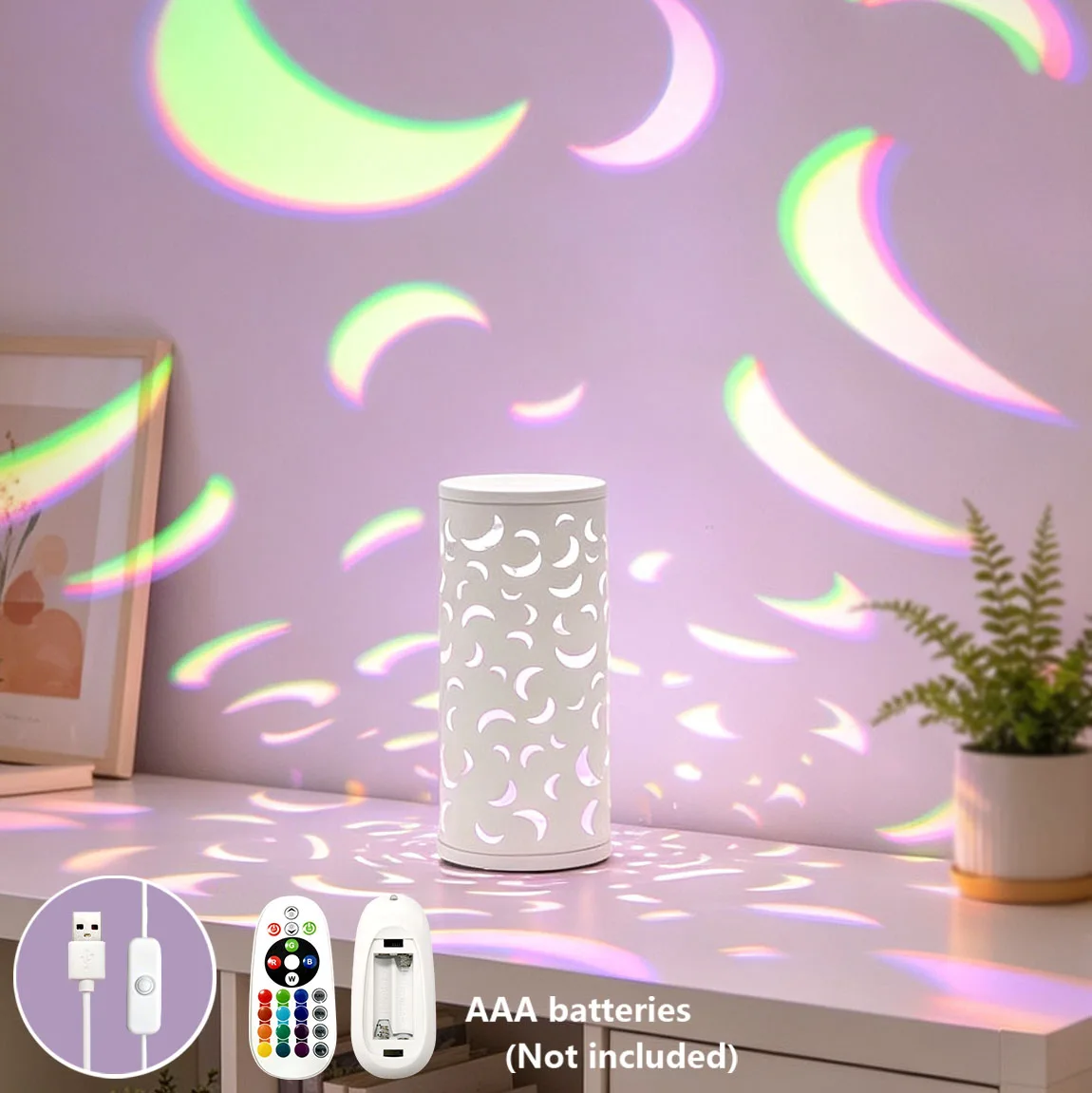 Crescent Projection Atmosphere Light 16 Ribbon Remote Control Desk Light Wall Full Sky Curved Moon Companion Sleep Light