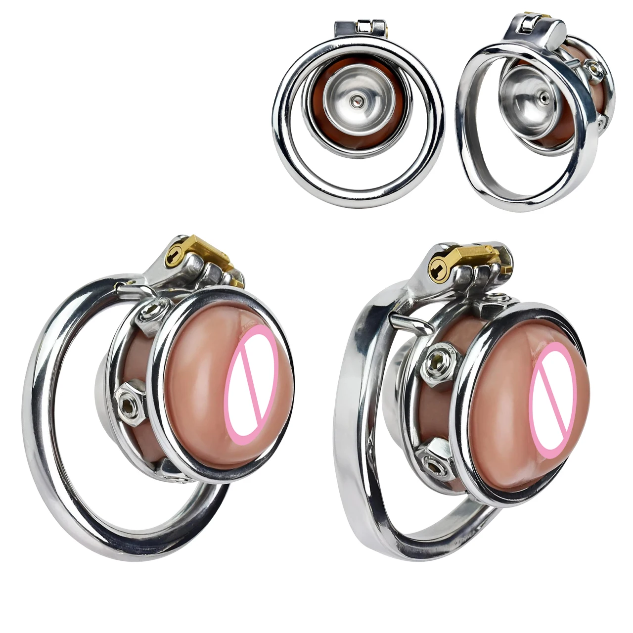 FRRK المثيرة ذكر العفة قفص مع سيليكون البظر مجرى البول ، Sexi Shoop للرجل الوثن فراشة الديكور إرفاق قفص الديك #5