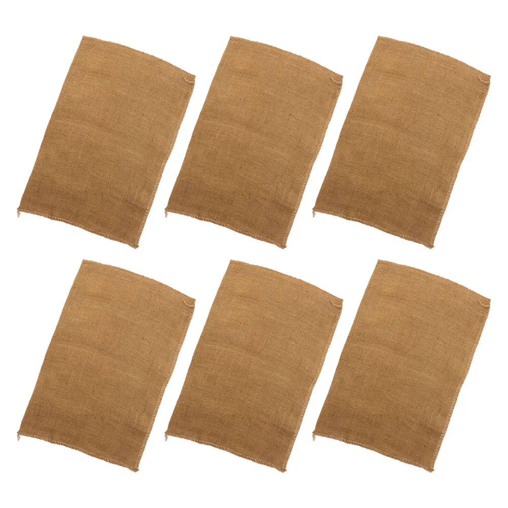 

6 Pcs Burlap Potato Sack Breathable Reusable Vegetable Storage Bags Empty Sand Heavy Duty Organizing